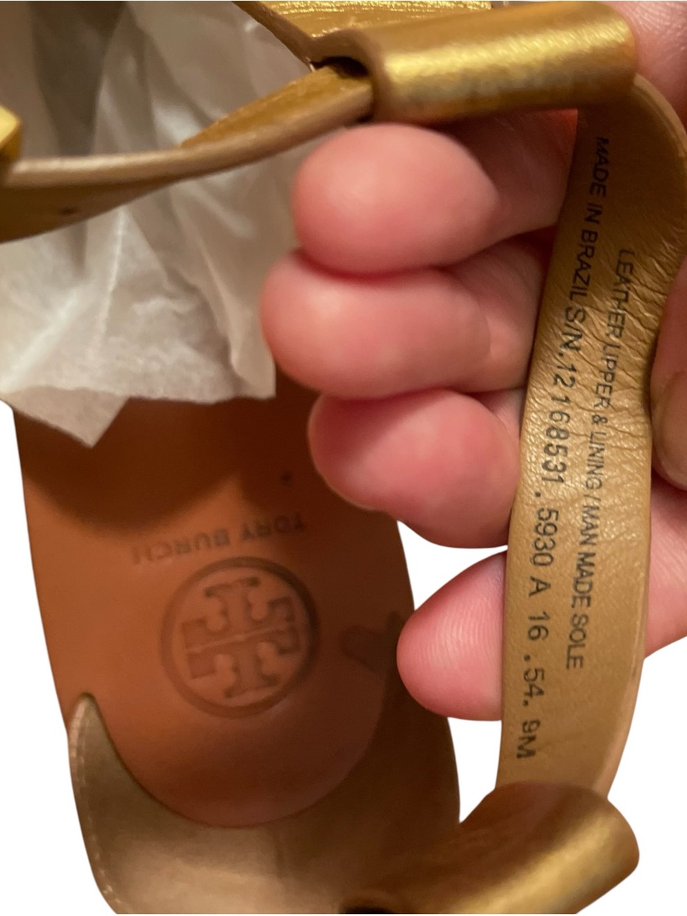 Tory Burch Gold Leather Upper Sandals size 9m - Picture 2 of 12